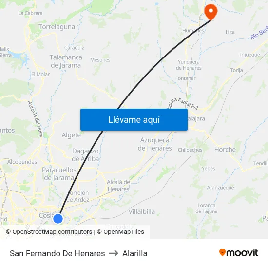 San Fernando De Henares to Alarilla map