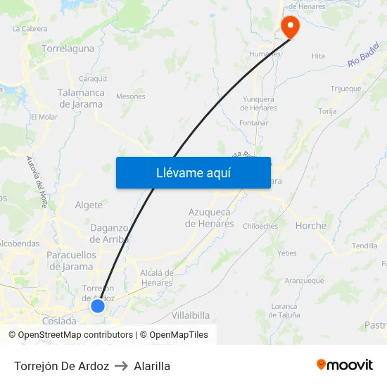 Torrejón De Ardoz to Alarilla map