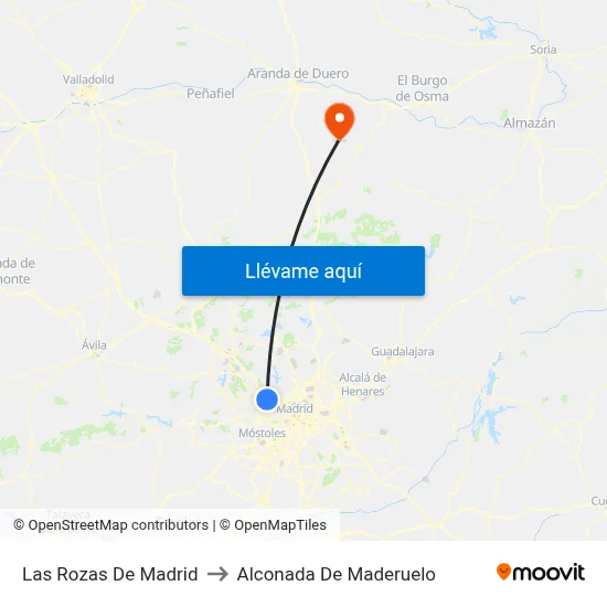 Las Rozas De Madrid to Alconada De Maderuelo map