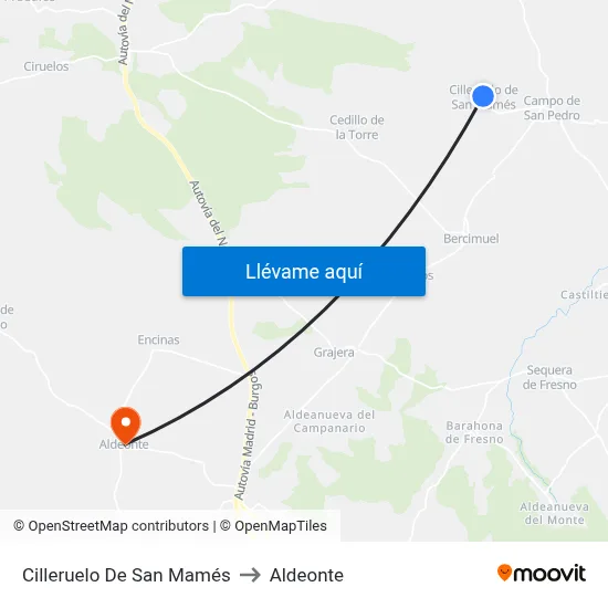 Cilleruelo De San Mamés to Aldeonte map