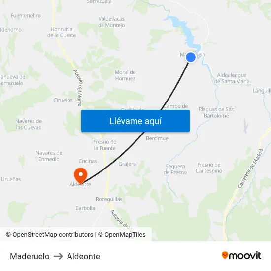 Maderuelo to Aldeonte map
