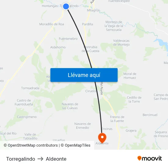 Torregalindo to Aldeonte map