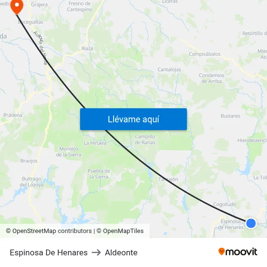 Espinosa De Henares to Aldeonte map