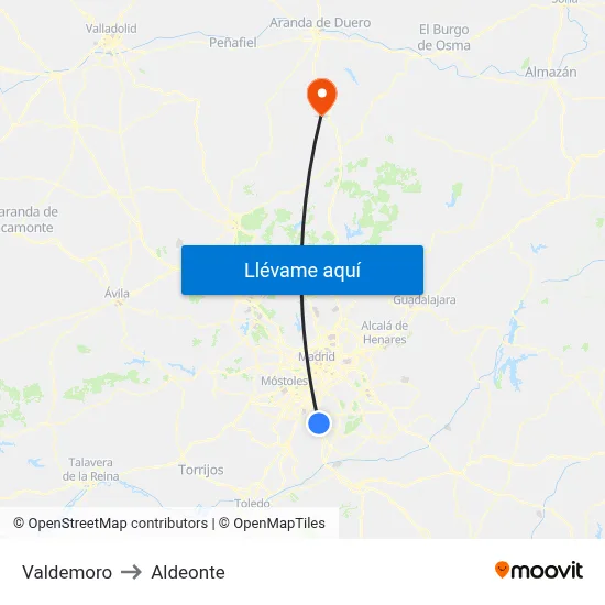 Valdemoro to Aldeonte map