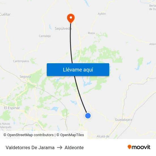 Valdetorres De Jarama to Aldeonte map