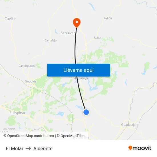 El Molar to Aldeonte map
