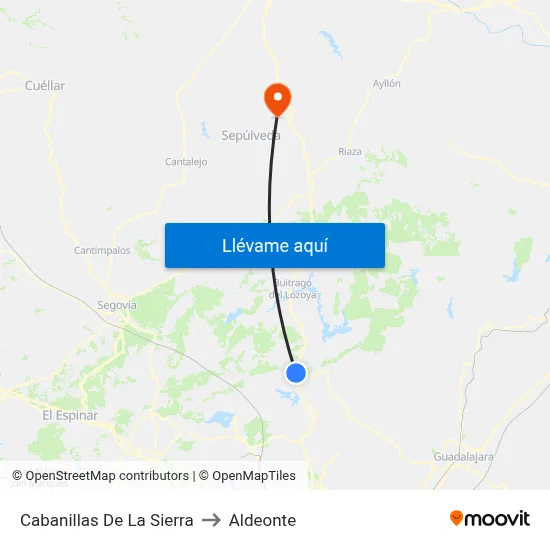 Cabanillas De La Sierra to Aldeonte map