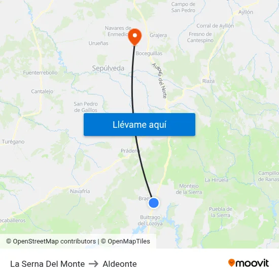 La Serna Del Monte to Aldeonte map