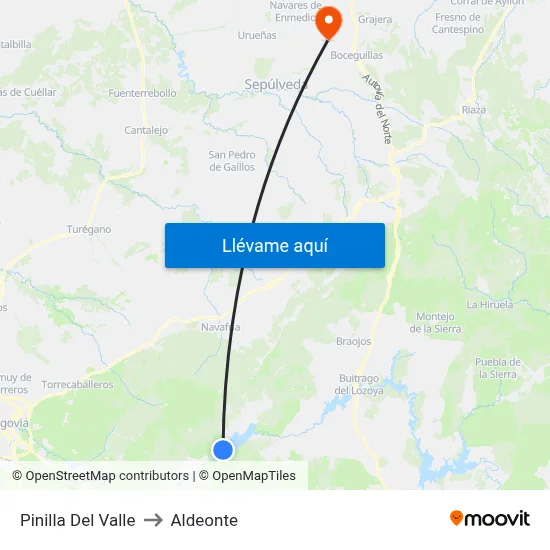 Pinilla Del Valle to Aldeonte map