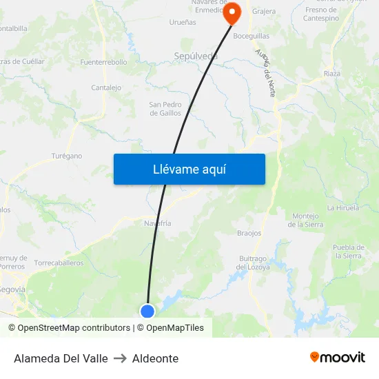 Alameda Del Valle to Aldeonte map