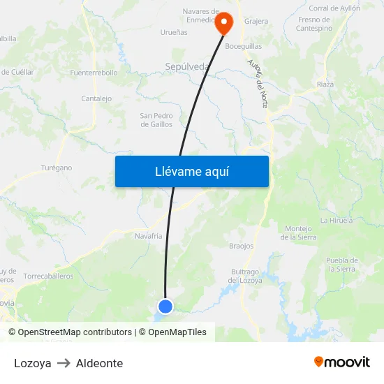 Lozoya to Aldeonte map