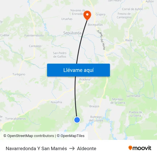Navarredonda Y San Mamés to Aldeonte map