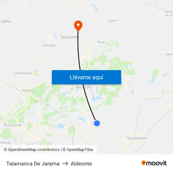 Talamanca De Jarama to Aldeonte map