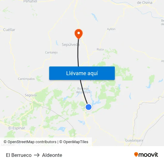 El Berrueco to Aldeonte map