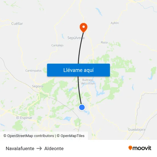 Navalafuente to Aldeonte map