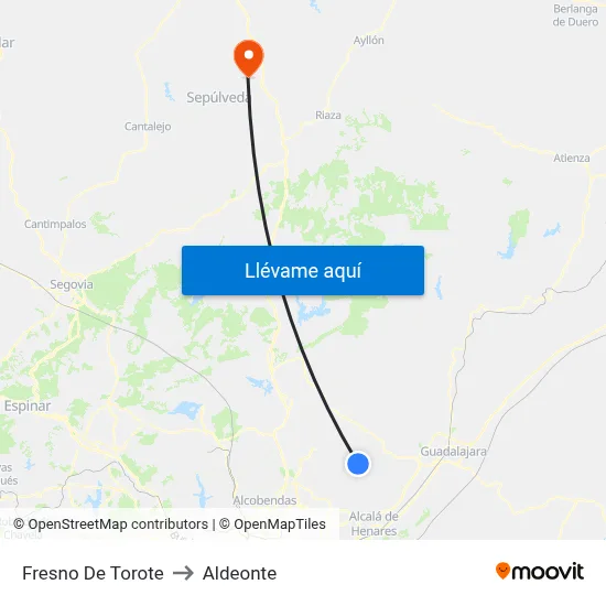 Fresno De Torote to Aldeonte map