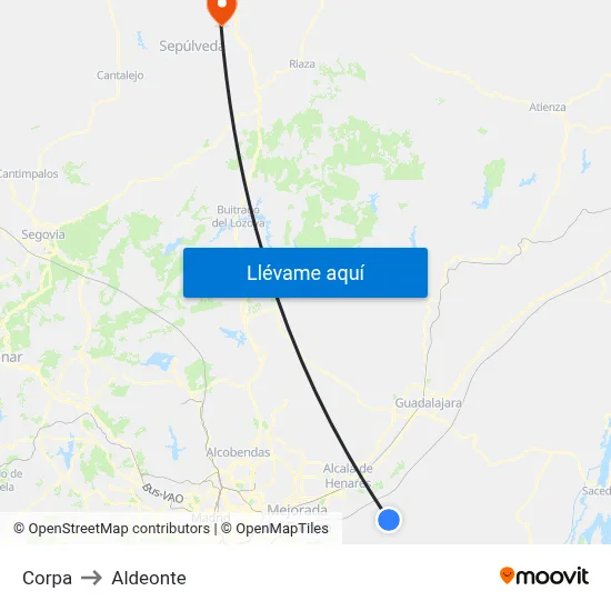 Corpa to Aldeonte map