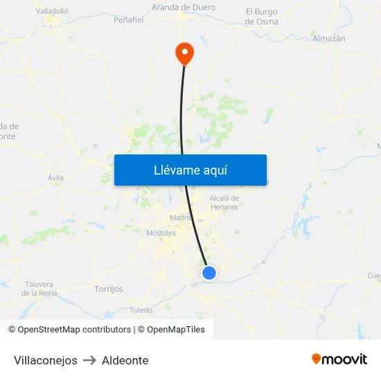 Villaconejos to Aldeonte map