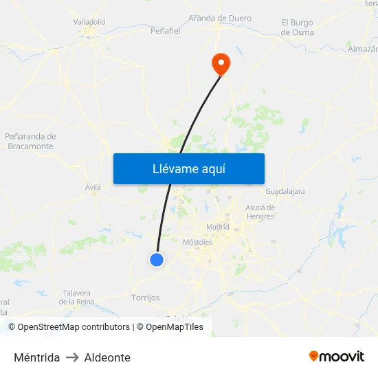 Méntrida to Aldeonte map
