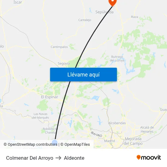 Colmenar Del Arroyo to Aldeonte map