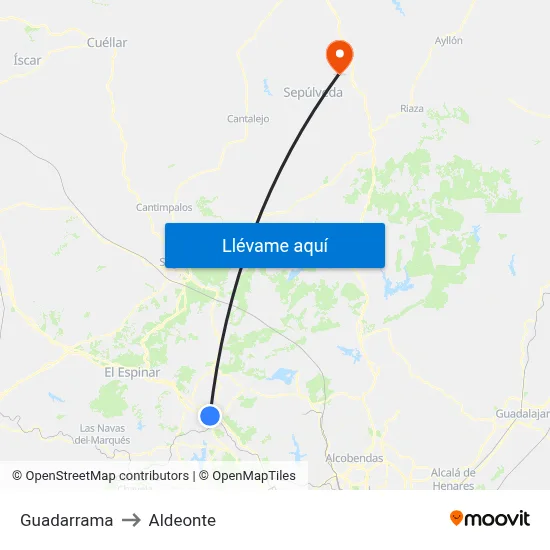 Guadarrama to Aldeonte map