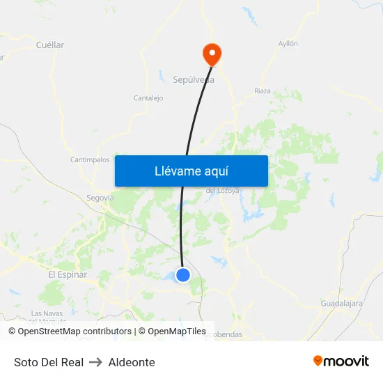 Soto Del Real to Aldeonte map