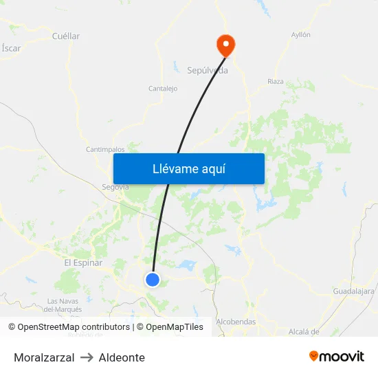 Moralzarzal to Aldeonte map