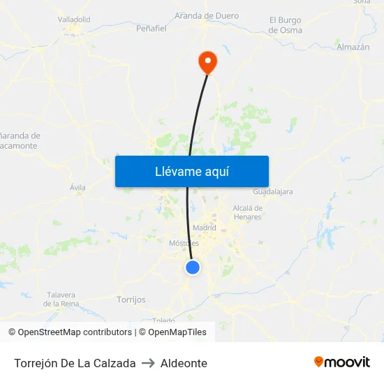 Torrejón De La Calzada to Aldeonte map