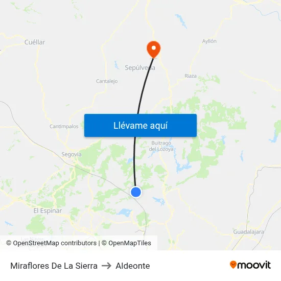 Miraflores De La Sierra to Aldeonte map