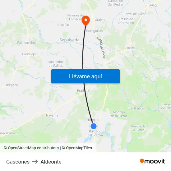 Gascones to Aldeonte map