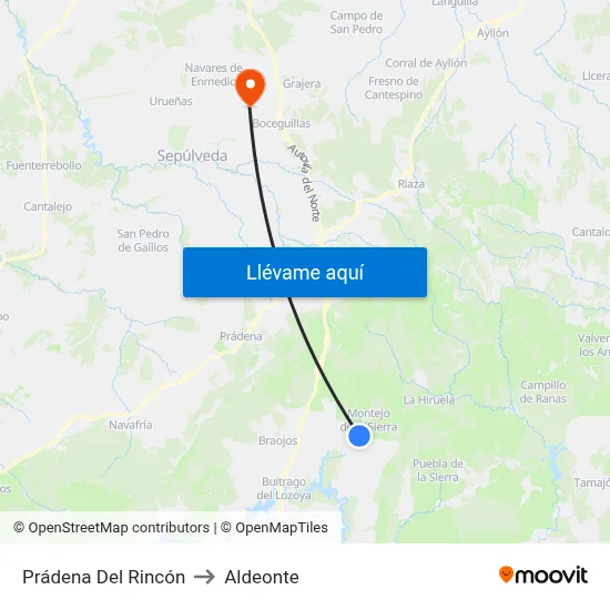 Prádena Del Rincón to Aldeonte map