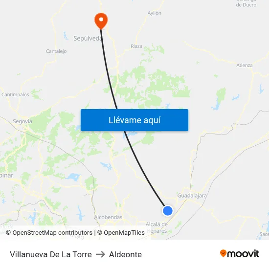 Villanueva De La Torre to Aldeonte map