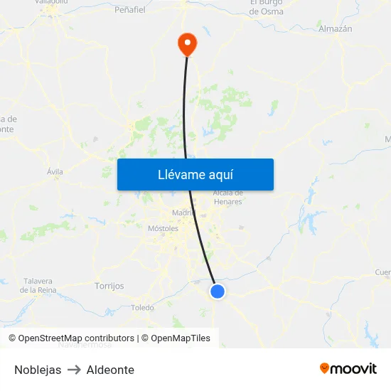 Noblejas to Aldeonte map