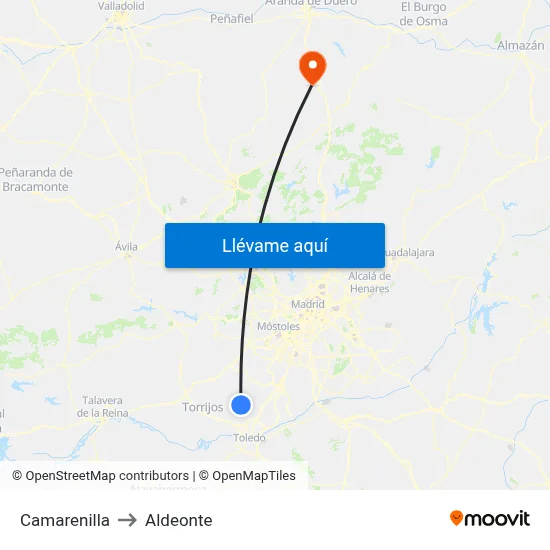 Camarenilla to Aldeonte map