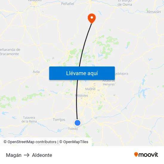 Magán to Aldeonte map