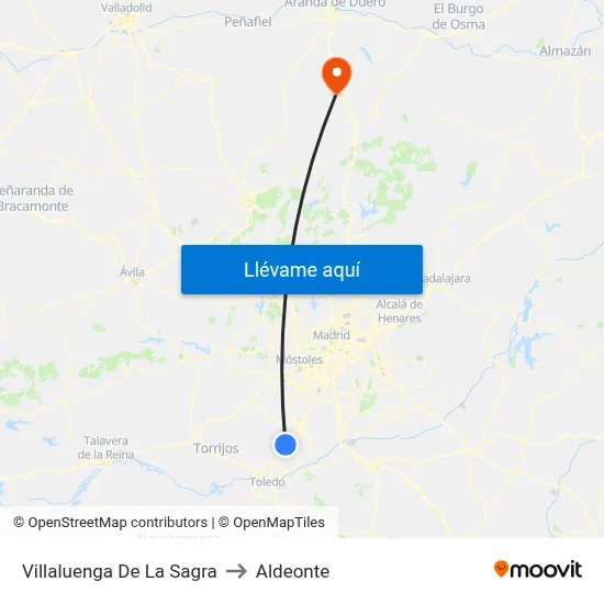 Villaluenga De La Sagra to Aldeonte map