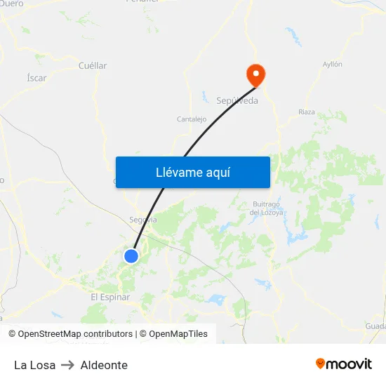 La Losa to Aldeonte map