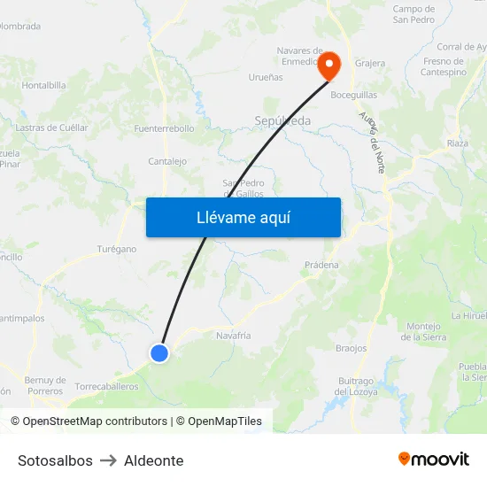 Sotosalbos to Aldeonte map