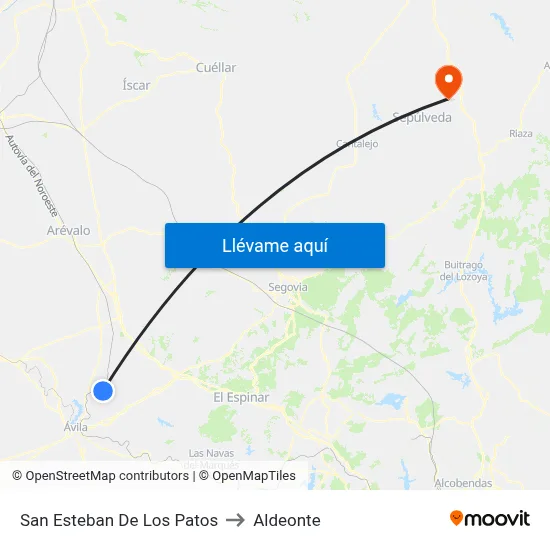 San Esteban De Los Patos to Aldeonte map