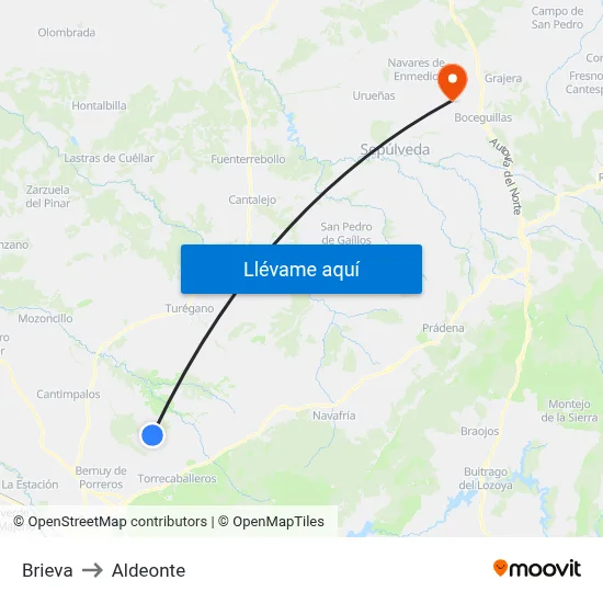 Brieva to Aldeonte map