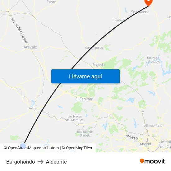 Burgohondo to Aldeonte map