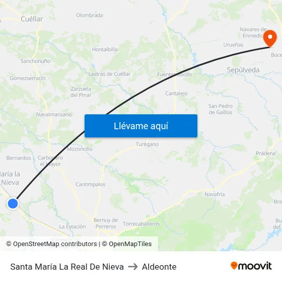 Santa María La Real De Nieva to Aldeonte map