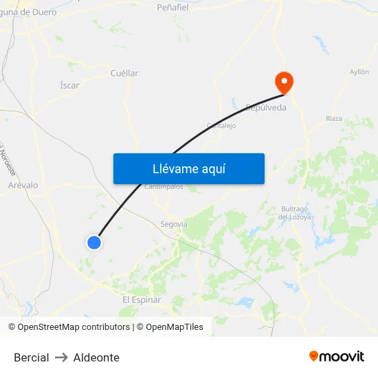 Bercial to Aldeonte map