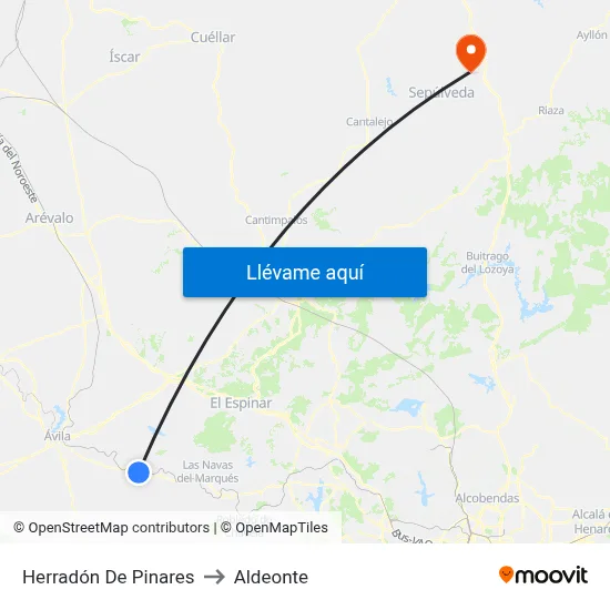 Herradón De Pinares to Aldeonte map