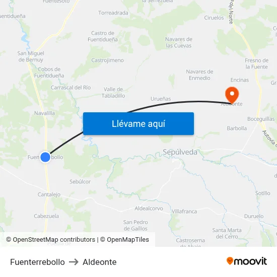 Fuenterrebollo to Aldeonte map