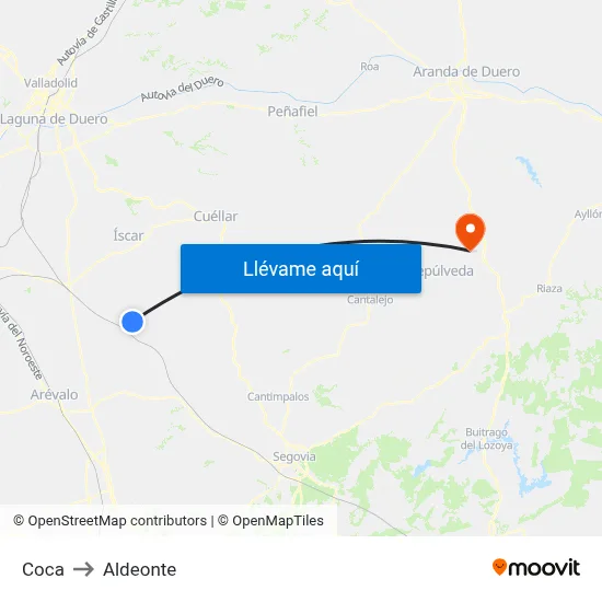 Coca to Aldeonte map