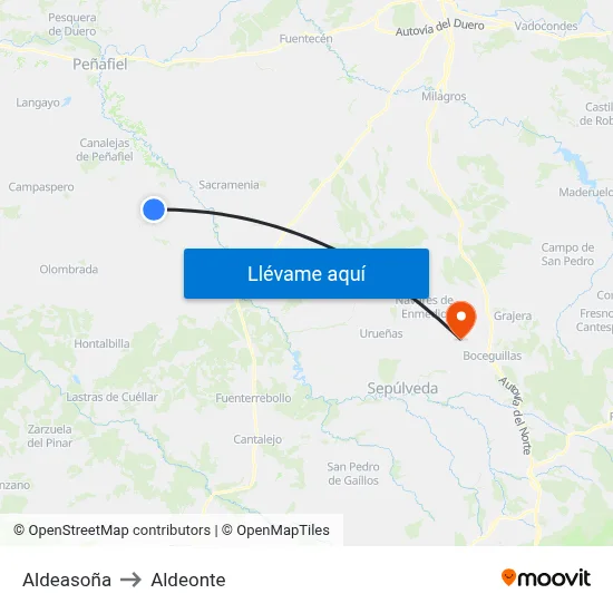 Aldeasoña to Aldeonte map