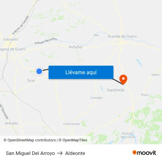 San Miguel Del Arroyo to Aldeonte map
