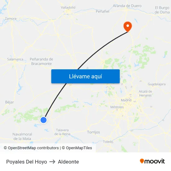 Poyales Del Hoyo to Aldeonte map