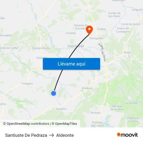 Santiuste De Pedraza to Aldeonte map